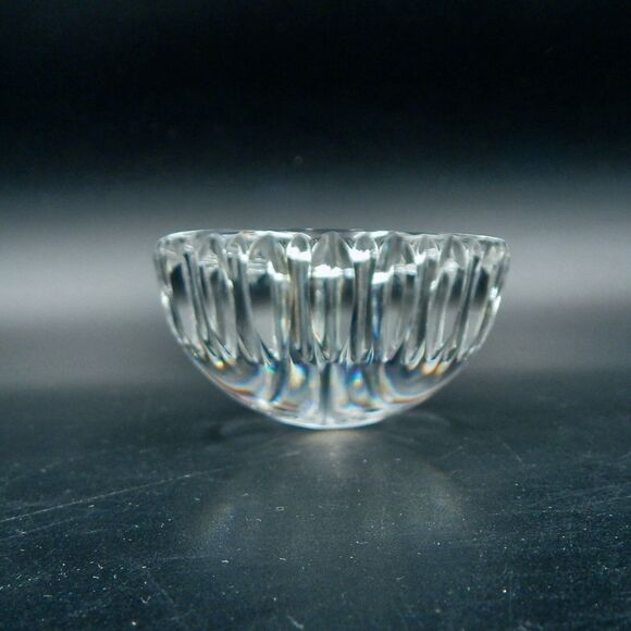 Lenox Lead Crystal Cut Edge Paperweight Magnifying Clear Dome Round Signed - Picture 7 of 8